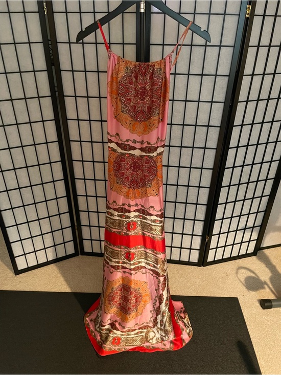 AKIRA Dresses & Skirts - AKIRA Pink & Red Boho Maxi Slip Dress with Paisley Medallions